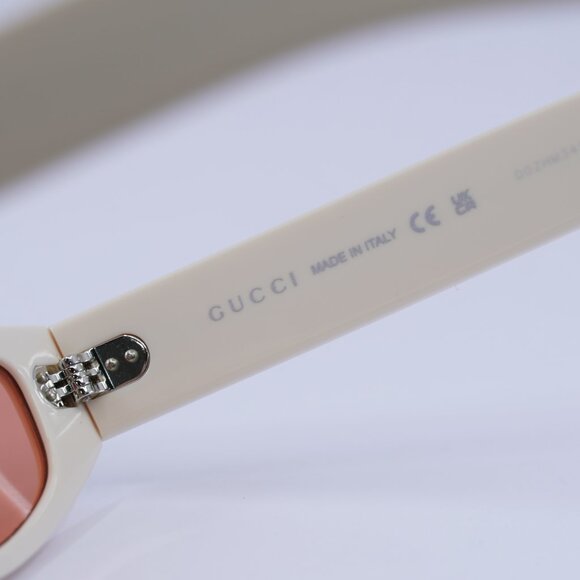 Gucci GG1634S 007 Sunglasses Ivory With Black Cord Cat Eye Frame, Red Lenses main image 11